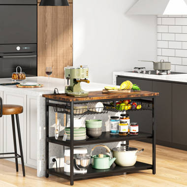 Mobile kitchen island online with stools